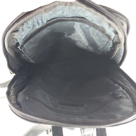 Ashwood Black Glazed Leather Medium Multi Compartments Purse Handbag Backpack - Picture 9 of 16